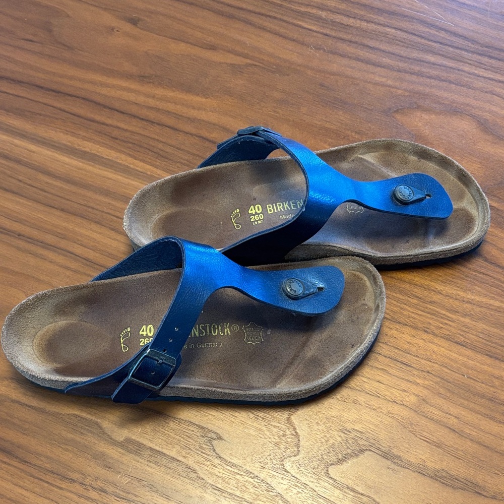 Birkenstock Gizeh Navy Leather Sandals EU size 40 - Picture 3 of 5